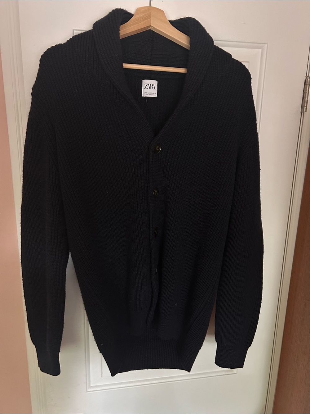 Zara Men’s Black Shawl Collar Cardigan
